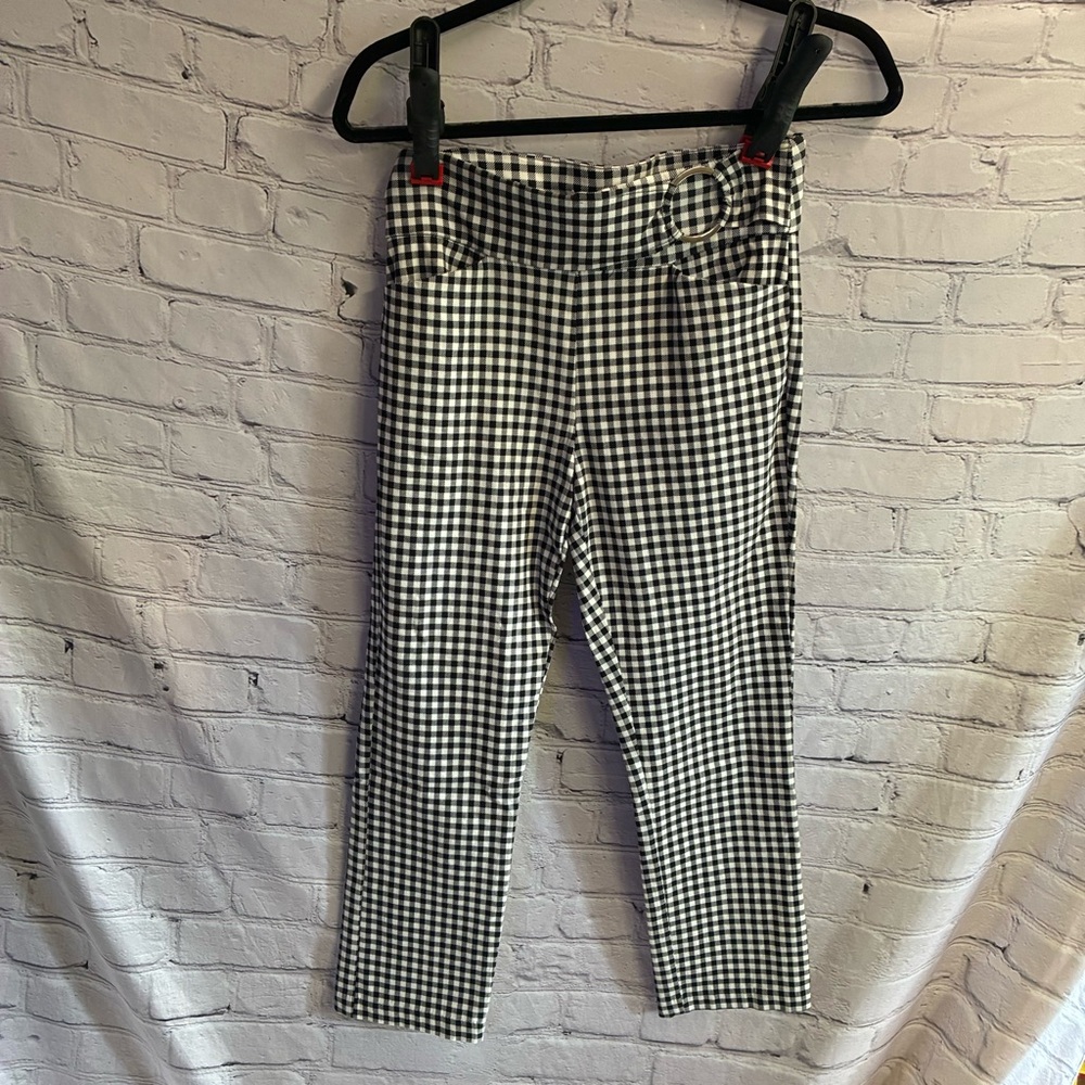 Maurice’s Women’s Black White Gingham Bengaline Cropped Pull On Pants Size Small